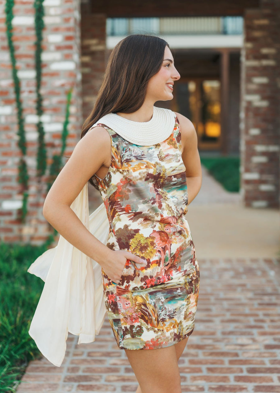 Cottage Garden Braided Drape Mini Dress