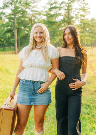 Black Strapless Denim Jumpsuit