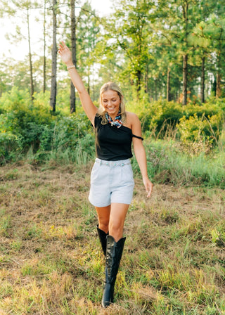 Light Wash Denim Mom Shorts