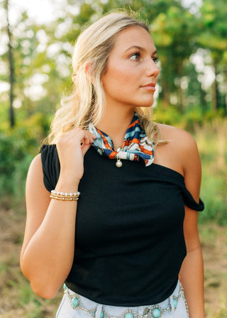Black Twist Draped Shoulder Top