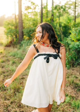 Cream Bow Detail Flowy Romper