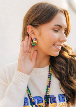 Mardi Gras Beaded Chunky Hoops from Select Trends Boutique
