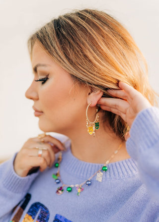 Mardi Gras Charm Hoop Earrings from Select Trends Boutique