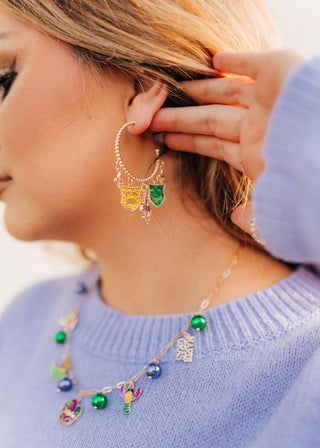 Mardi Gras Charm Hoop Earrings from Select Trends Boutique
