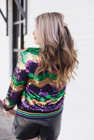 Mardi Gras Sequin Bomber Jacket