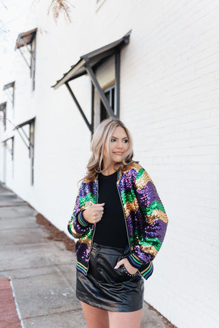 Mardi Gras Sequin Bomber Jacket