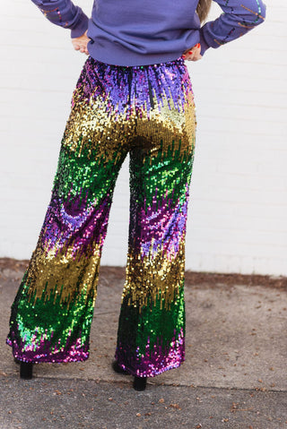 Mardi Gras Sequin Stretchy Pants