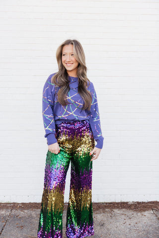 Mardi Gras Sequin Stretchy Pants