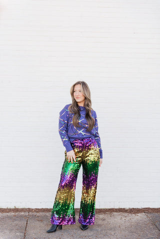 Mardi Gras Sequin Stretchy Pants