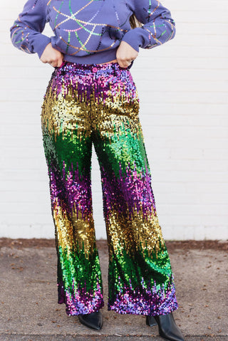 Mardi Gras Sequin Stretchy Pants