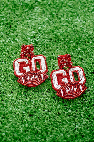 Maroon "GO" Beaded Drops