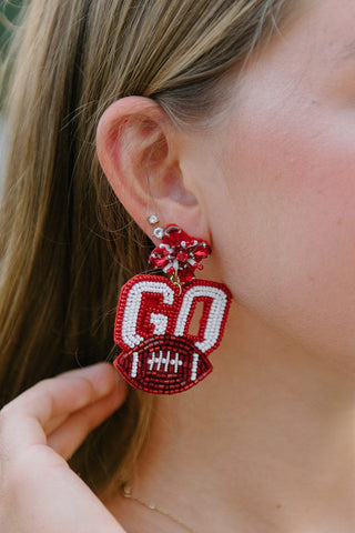 Maroon "GO" Beaded Drops