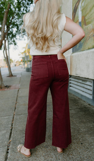 Maroon Wide Leg Jeans