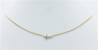 Gold Dainty Sideways Cross Necklace