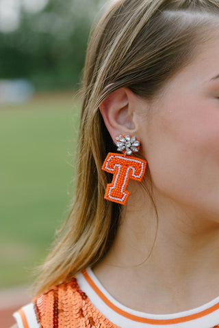 Orange Beaded T Drops