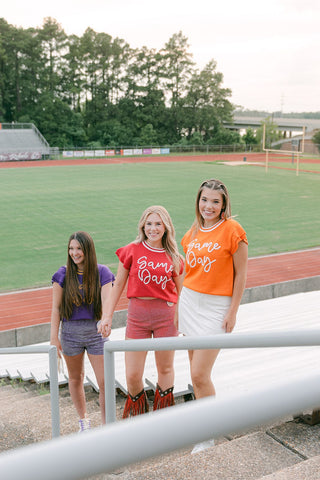 Orange Gameday Tinsel Knit Top