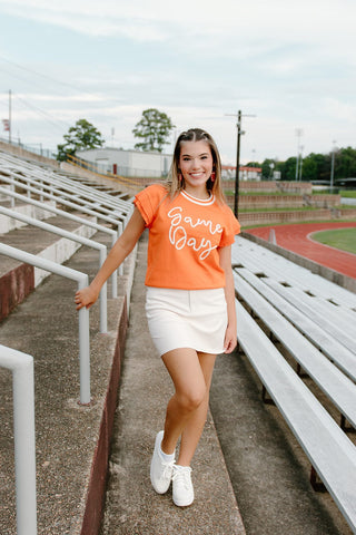 Orange Gameday Tinsel Knit Top