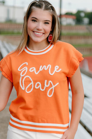 Orange Gameday Tinsel Knit Top