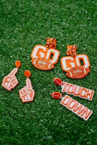 Orange "Touchdown" Drops Earrings