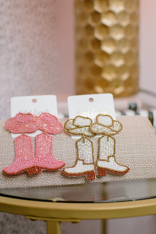 Pink Beaded Cowgirl Earrings from Select Trends Boutique