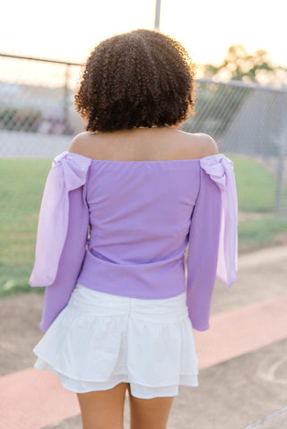 Purple Bow Off The Shoulder Top