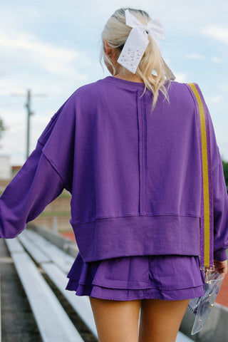 Purple Gameday Patch Crewneck