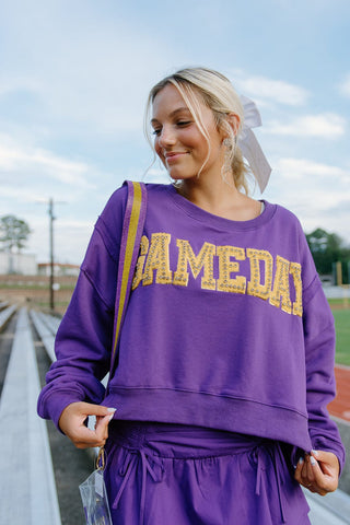 Purple Gameday Patch Crewneck