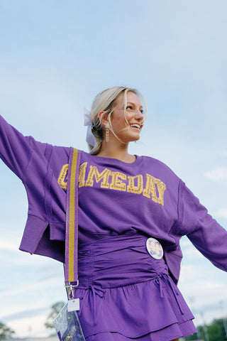 Purple Gameday Patch Crewneck