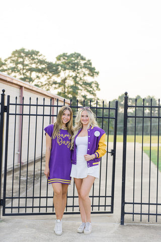 Purple Gameday Tinsel Knit Dress