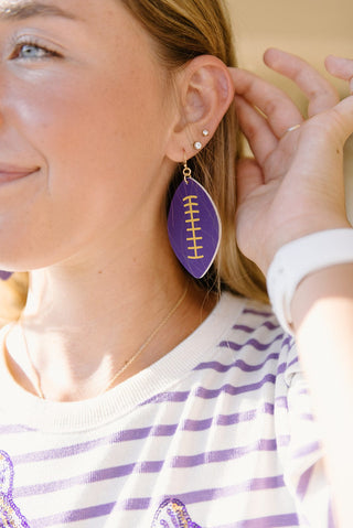 Purple & Gold Football Earrings