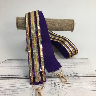 Purple & Gold Sequin Bag Strap