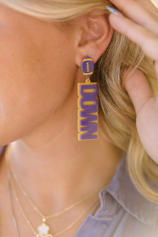 Purple & Gold Touchdown Drop Earrings