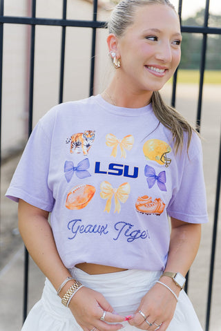 Purple LSU Coquette Graphic Tee