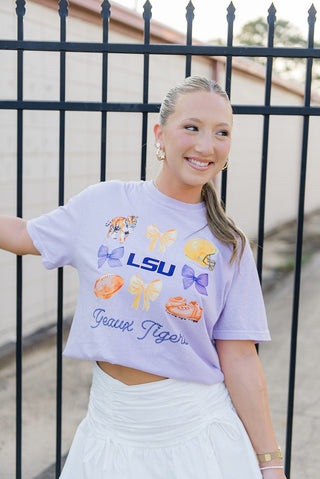 Purple LSU Coquette Graphic Tee