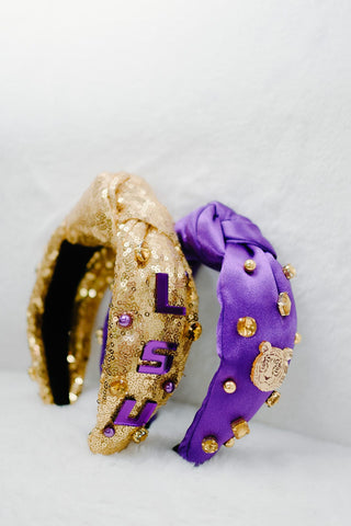 Purple LSU Tiger Jewel Headband