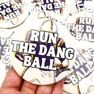 Purple Run The Dang Ball Gameday Button