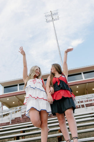 Red & Black Tiered Ruffle Dress