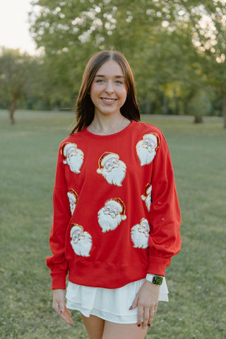 Red Santa Sequin Sweatshirt