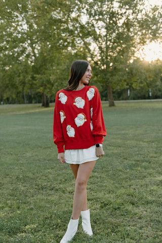 Red Santa Sequin Sweatshirt