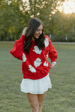 Red Santa Sequin Sweatshirt