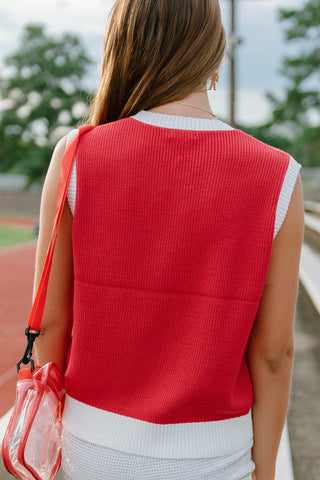 Red Sequin Elephant Knit Vest