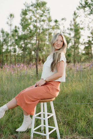 Rust Satin Maxi Skirt