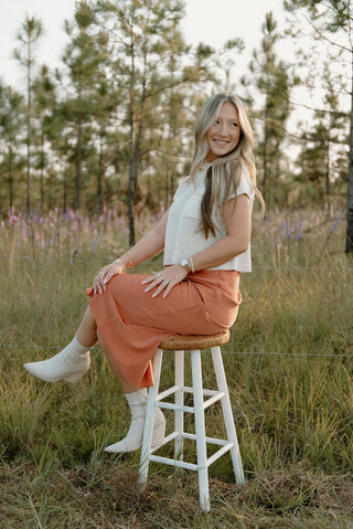 Rust Satin Maxi Skirt