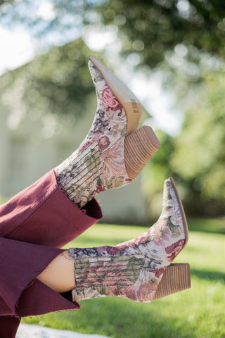 Lydia Mauve Floral Bootie