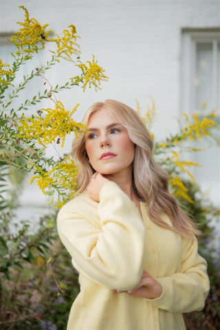 Yellow Cozy Button Up Sweater