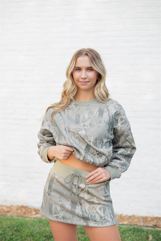 Camo Drawstring Mini Skort