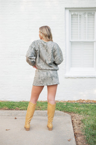 Camo Drawstring Mini Skort