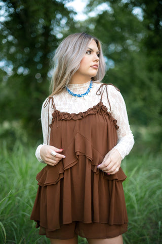 Beige Lace Long Sleeve Top