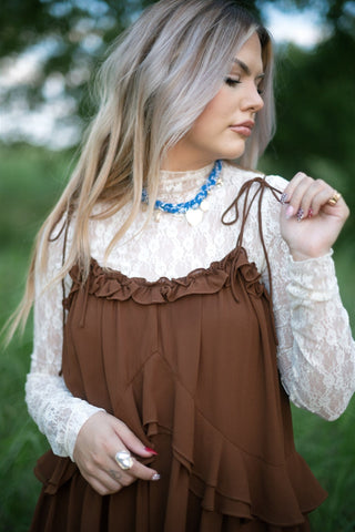 Beige Lace Long Sleeve Top