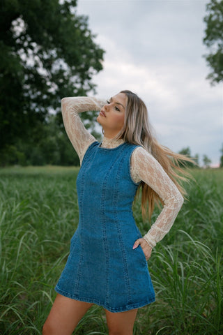 Medium Wash Sleeveless Denim Mini Dress